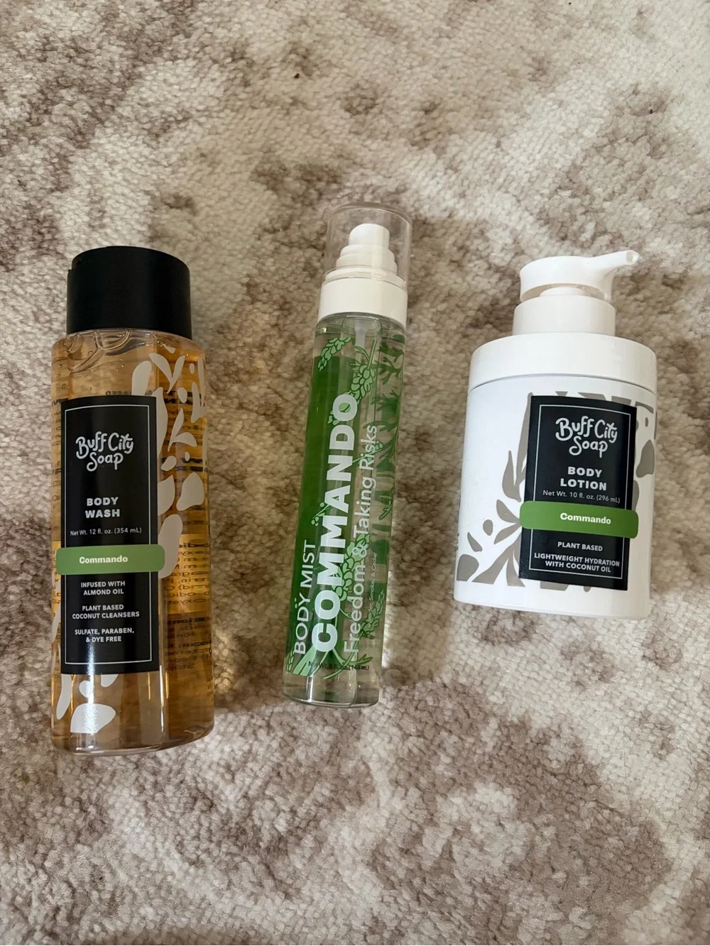 Buff City Soap Commando For Him Gift Set Body Wash Body Lotion + Body Mist